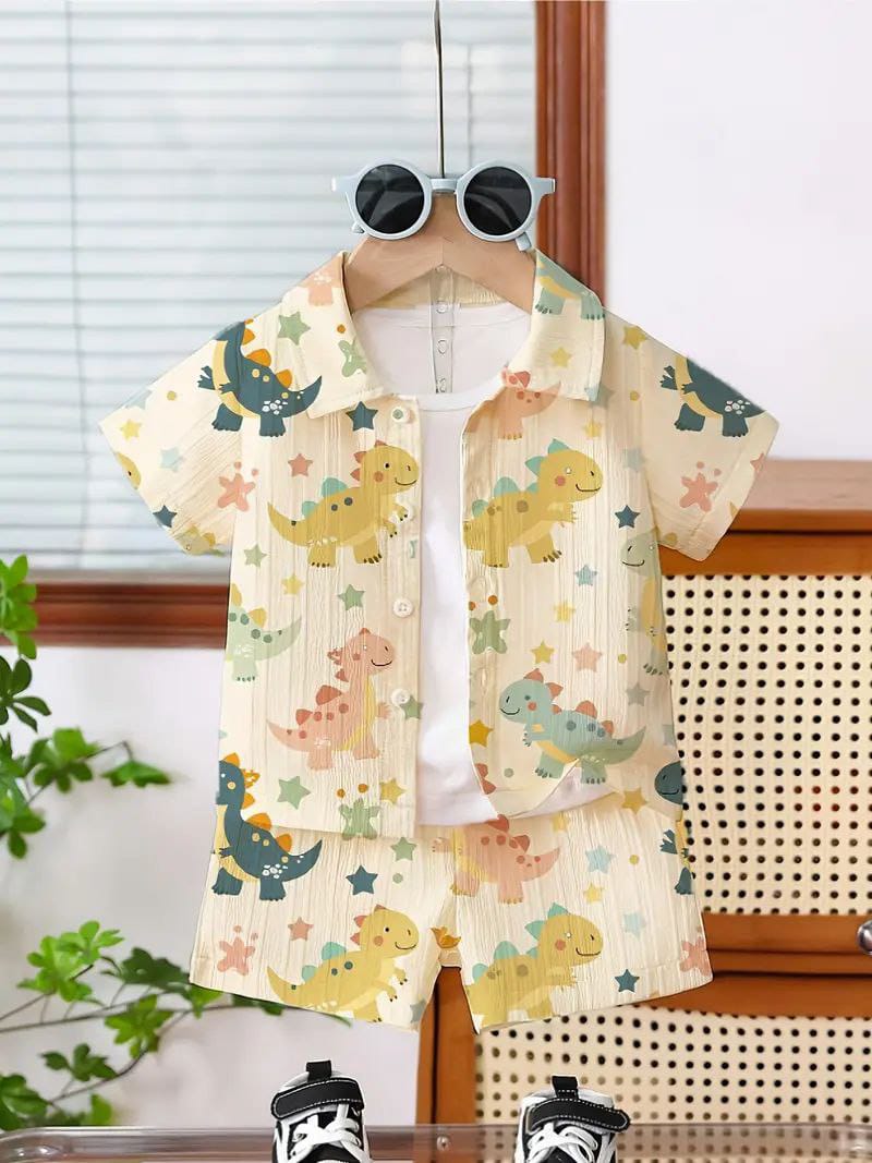 Unisex Cotton Co-ord Set with Dinosaur Print